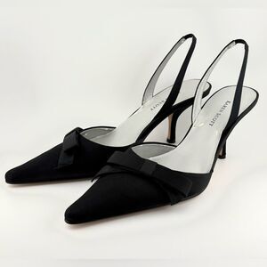 Karen Scott Black Pointed Slingback Heels with Bow - Like New Condition